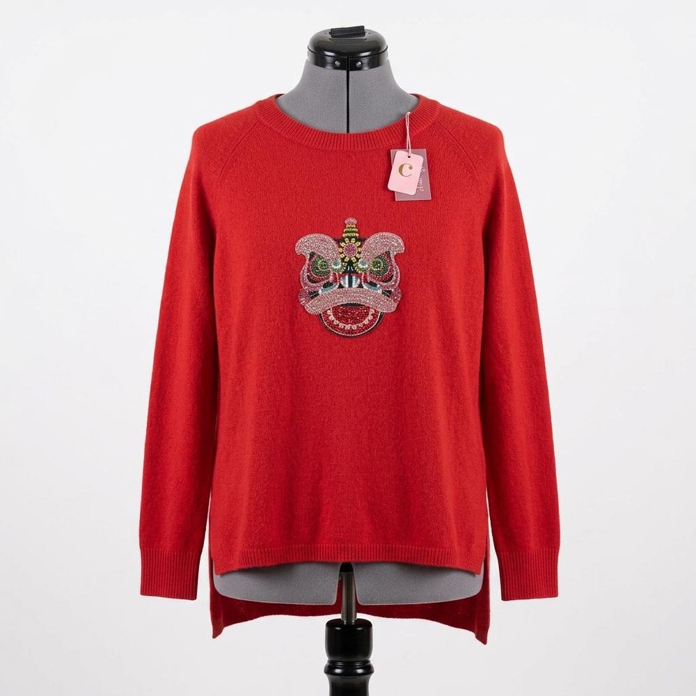 NWT Minnie Rose Cashmere Red Dragon Embellished Sweater – Boutique Luxury Size M